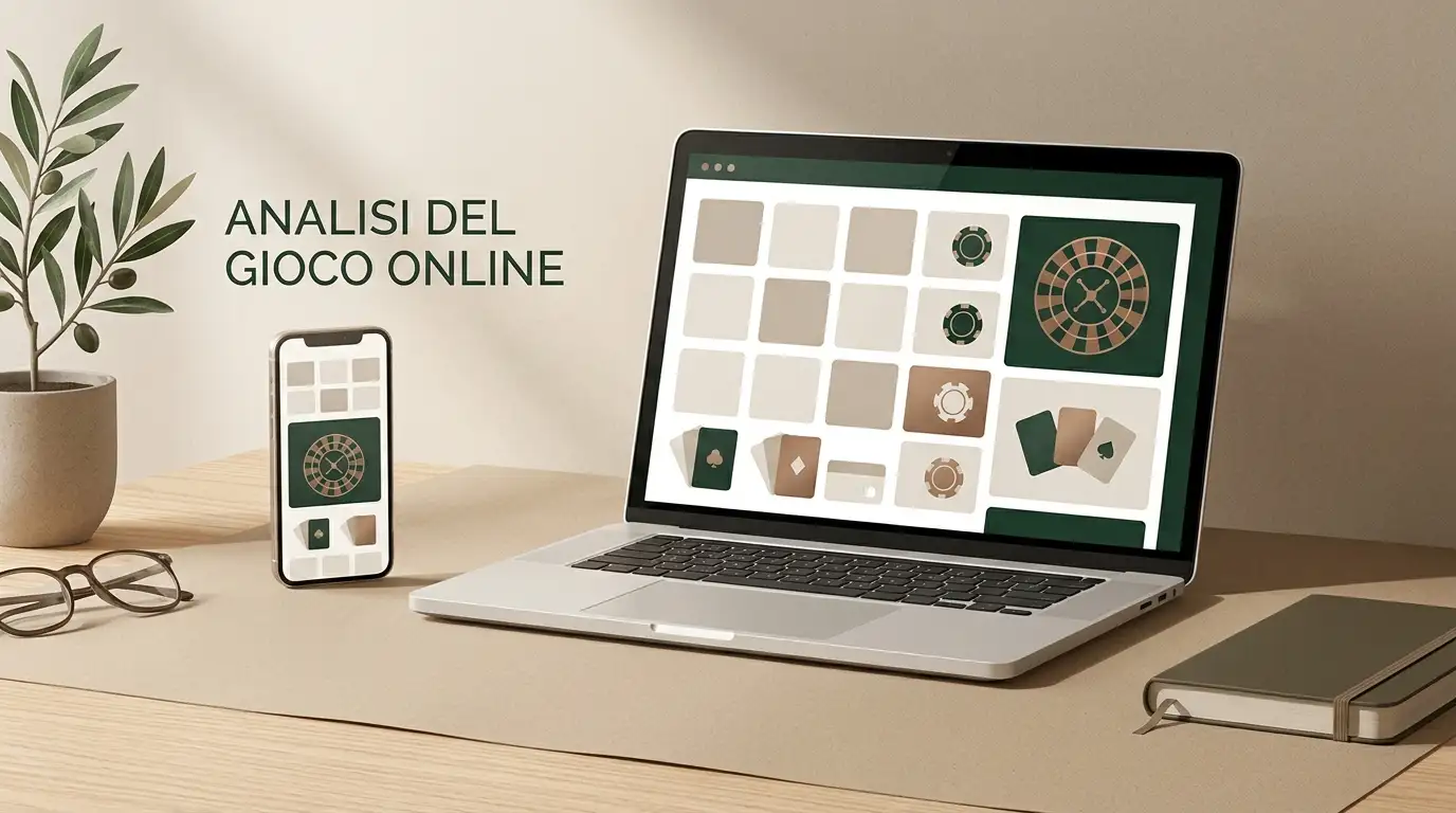 Casinò online visualizzato su laptop e smartphone, senza marchi reali