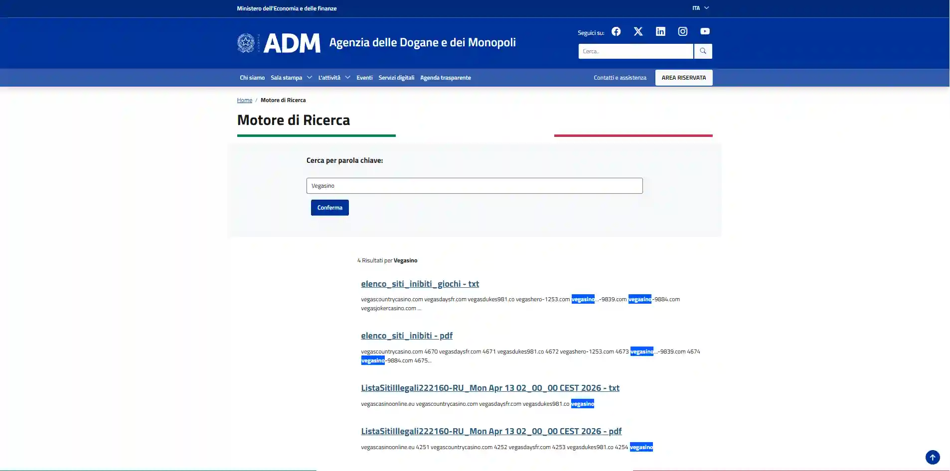 Registro ADM dei concessionari autorizzati al gioco a distanza